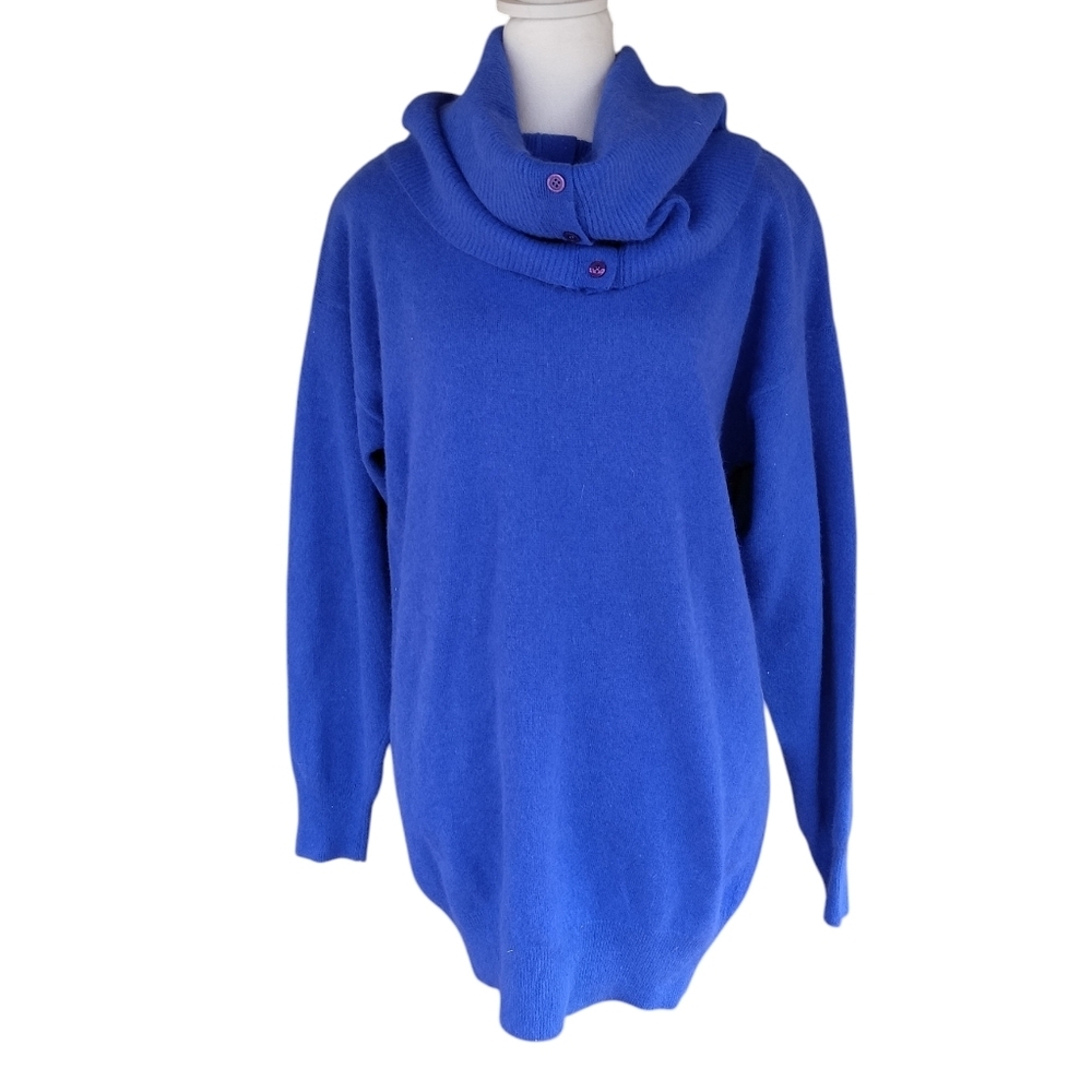Vintage Outlander NWT Starship Blue Funnel Neck Angora Lambswool Sweater Large